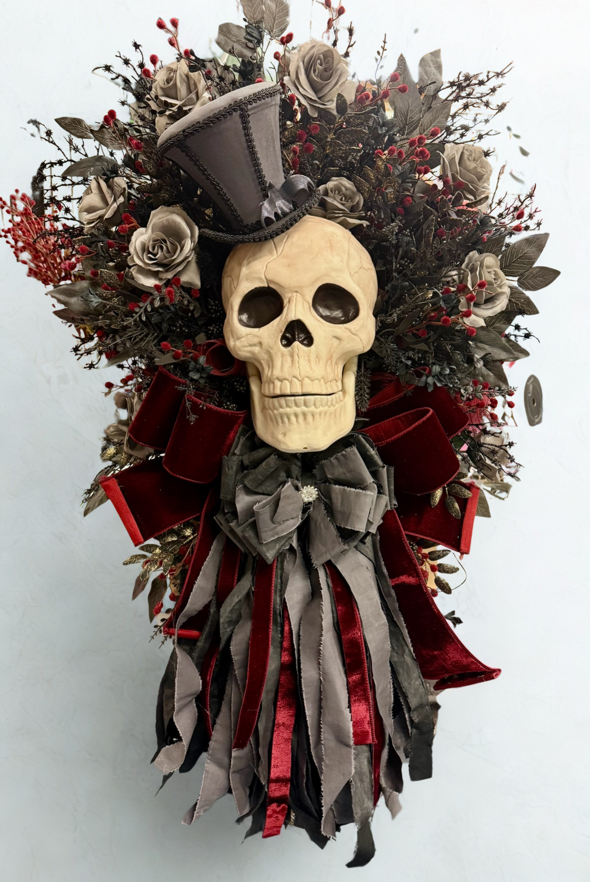 Giant Victorian Skeleton Wreath – Gothic Luxe Halloween Door Decor